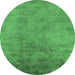 Round Oriental Emerald Green Industrial Rug, urb2021emgrn