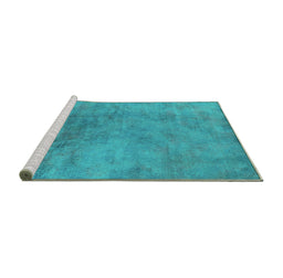 Sideview of Machine Washable Oriental Turquoise Industrial Area Rugs, wshurb2021turq