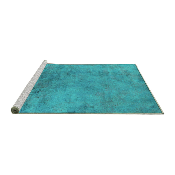 Sideview of Machine Washable Oriental Turquoise Industrial Area Rugs, wshurb2021turq