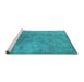 Sideview of Machine Washable Oriental Turquoise Industrial Area Rugs, wshurb2021turq