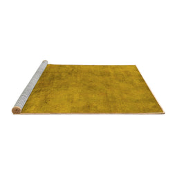 Sideview of Machine Washable Oriental Yellow Industrial Rug, wshurb2021yw