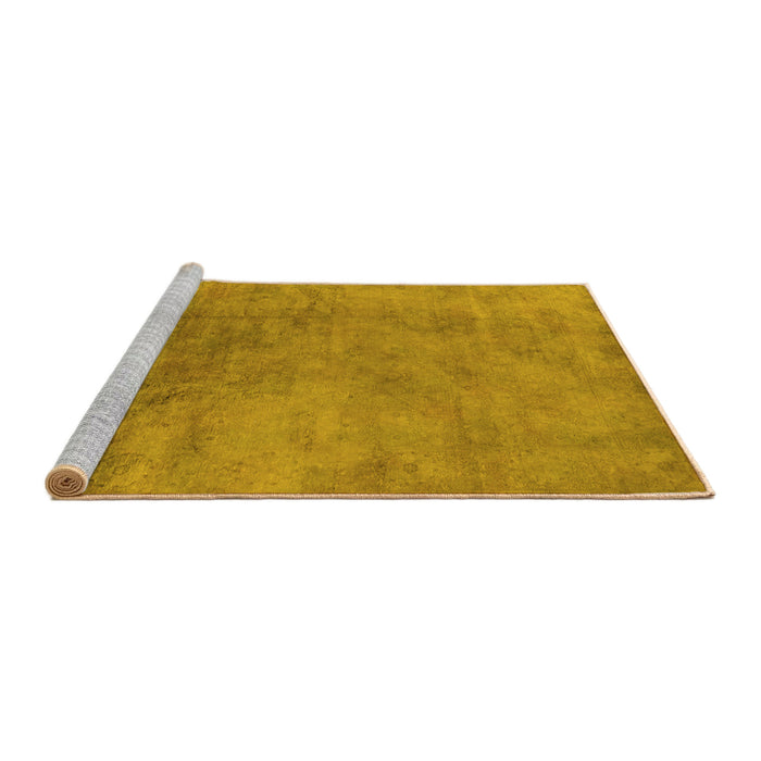 Sideview of Machine Washable Oriental Yellow Industrial Rug, wshurb2021yw