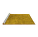 Sideview of Machine Washable Oriental Yellow Industrial Rug, wshurb2021yw