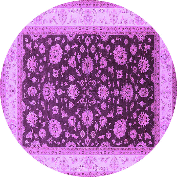 Round Machine Washable Oriental Purple Traditional Area Rugs, wshurb2022pur
