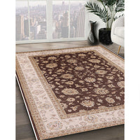 Mid-Century Modern Dark Sienna Brown Oriental Rug, urb2022