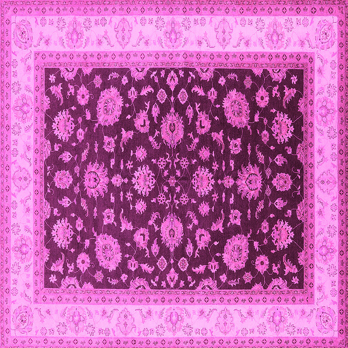 Square Machine Washable Oriental Pink Traditional Rug, wshurb2022pnk