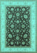 Machine Washable Oriental Turquoise Traditional Area Rugs, wshurb2022turq