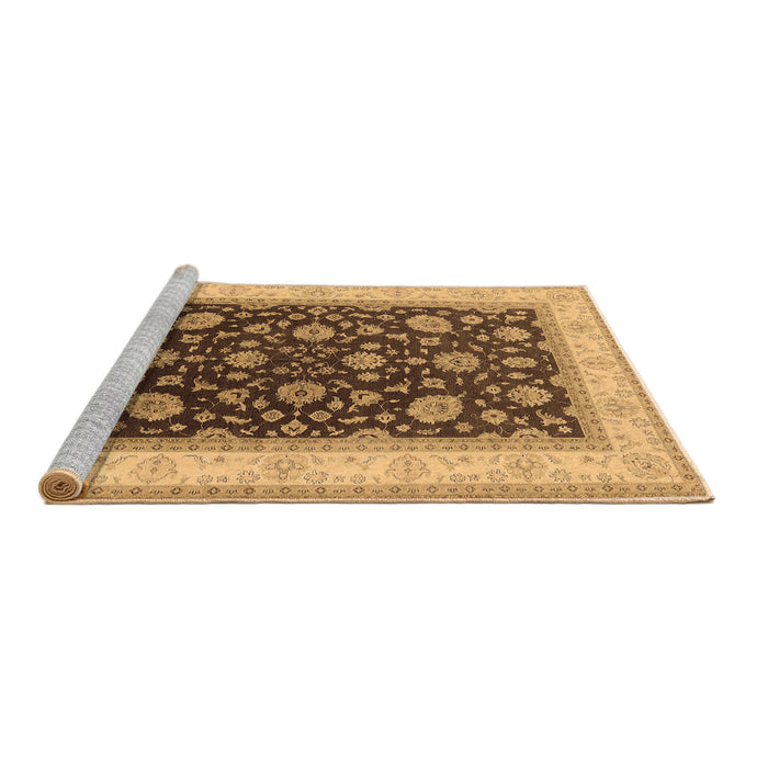 Sideview of Machine Washable Oriental Brown Traditional Rug, wshurb2022brn