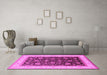 Machine Washable Oriental Pink Traditional Rug in a Living Room, wshurb2022pnk