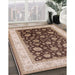 Mid-Century Modern Dark Sienna Brown Oriental Rug in Family Room, urb2022