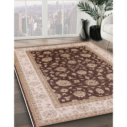 Machine Washable Industrial Modern Dark Sienna Brown Rug in a Family Room, wshurb2022