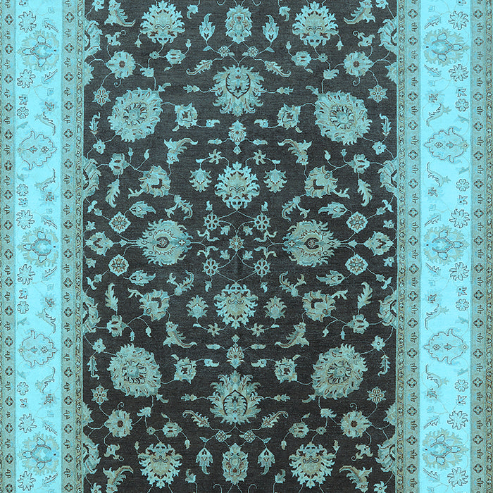 Machine Washable Oriental Light Blue Traditional Rug, wshurb2022lblu