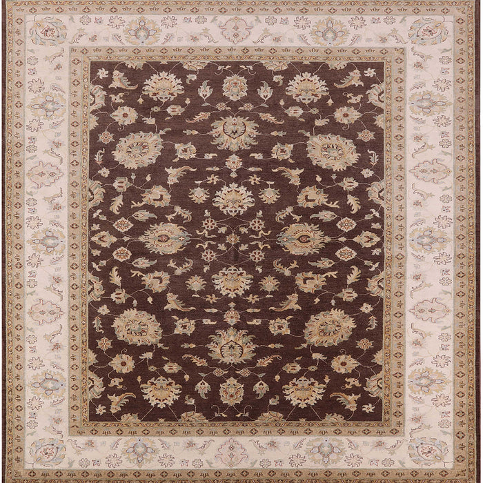 Square Mid-Century Modern Dark Sienna Brown Oriental Rug, urb2022