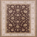 Square Mid-Century Modern Dark Sienna Brown Oriental Rug, urb2022