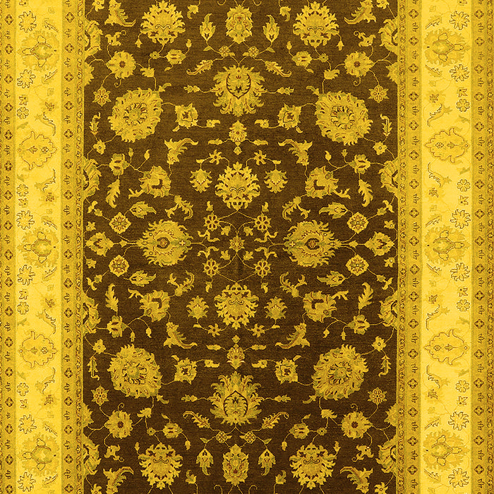 Machine Washable Oriental Yellow Traditional Rug, wshurb2022yw