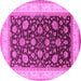 Round Machine Washable Oriental Pink Traditional Rug, wshurb2022pnk