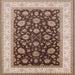 Square Machine Washable Industrial Modern Dark Sienna Brown Rug, wshurb2022