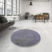 Round Machine Washable Industrial Modern Grape Purple Rug in a Office, wshurb2023