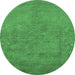 Round Oriental Emerald Green Industrial Rug, urb2023emgrn