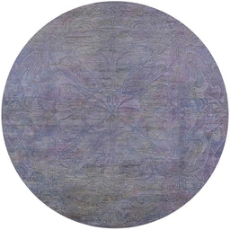 Round Mid-Century Modern Purple Oriental Rug, urb2023