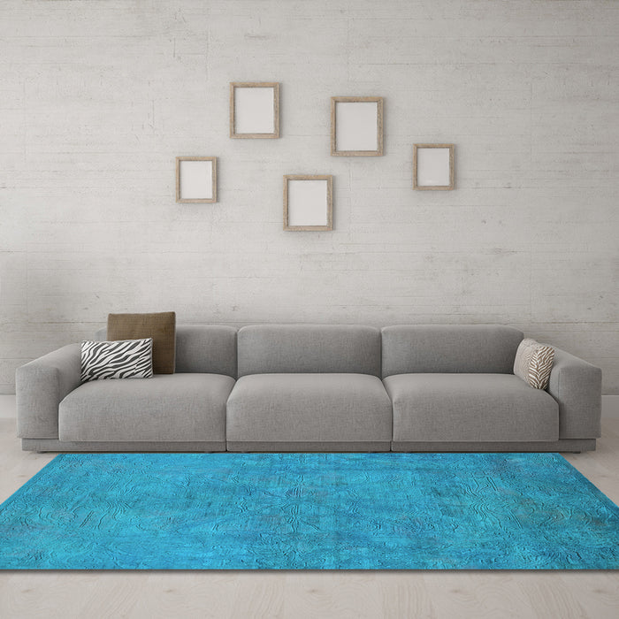 Machine Washable Oriental Light Blue Industrial Rug in a Living Room, wshurb2023lblu