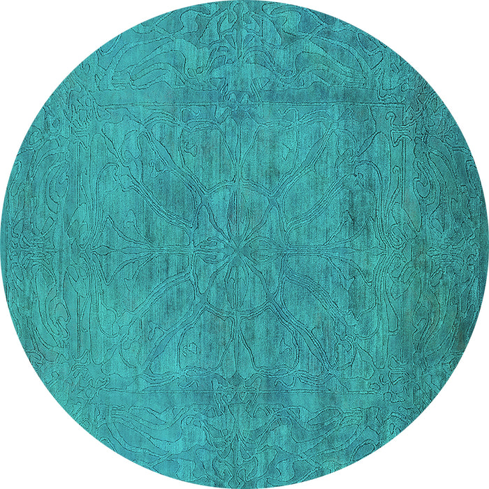 Round Oriental Turquoise Industrial Rug, urb2023turq
