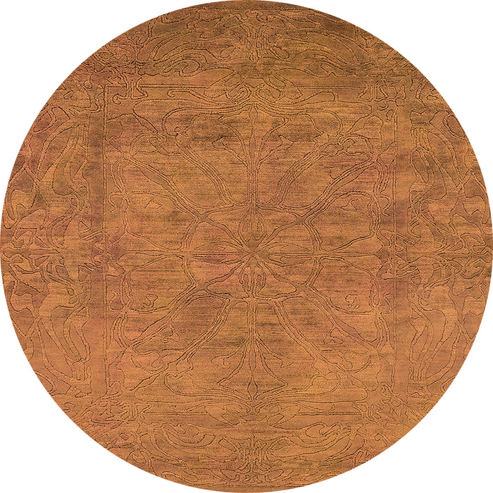 Round Machine Washable Oriental Orange Industrial Area Rugs, wshurb2023org