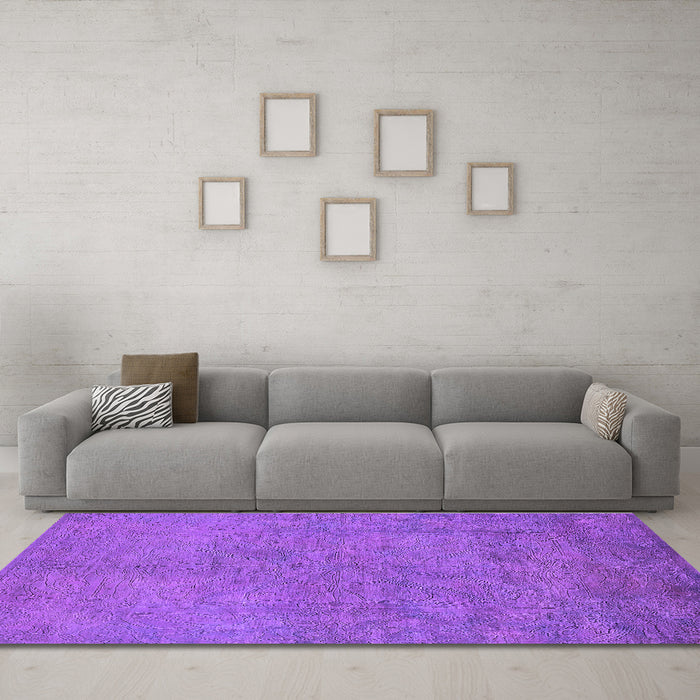 Machine Washable Oriental Purple Industrial Area Rugs in a Living Room, wshurb2023pur