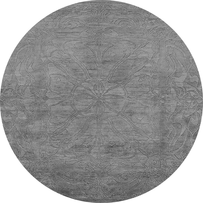 Round Machine Washable Oriental Gray Industrial Rug, wshurb2023gry