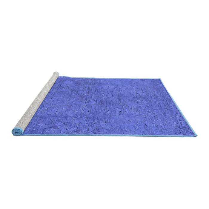 Sideview of Machine Washable Oriental Blue Industrial Rug, wshurb2023blu