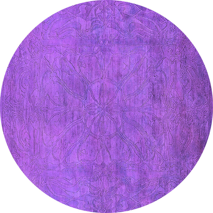 Round Machine Washable Oriental Purple Industrial Area Rugs, wshurb2023pur