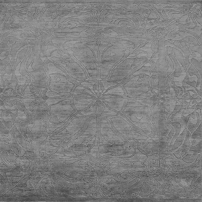 Square Machine Washable Oriental Gray Industrial Rug, wshurb2023gry
