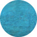 Round Oriental Light Blue Industrial Rug, urb2023lblu