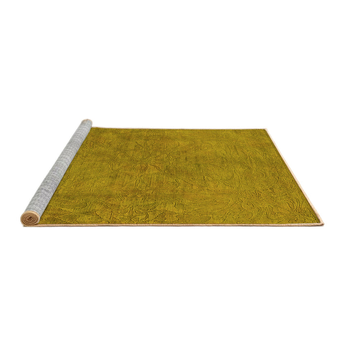Sideview of Machine Washable Oriental Yellow Industrial Rug, wshurb2023yw