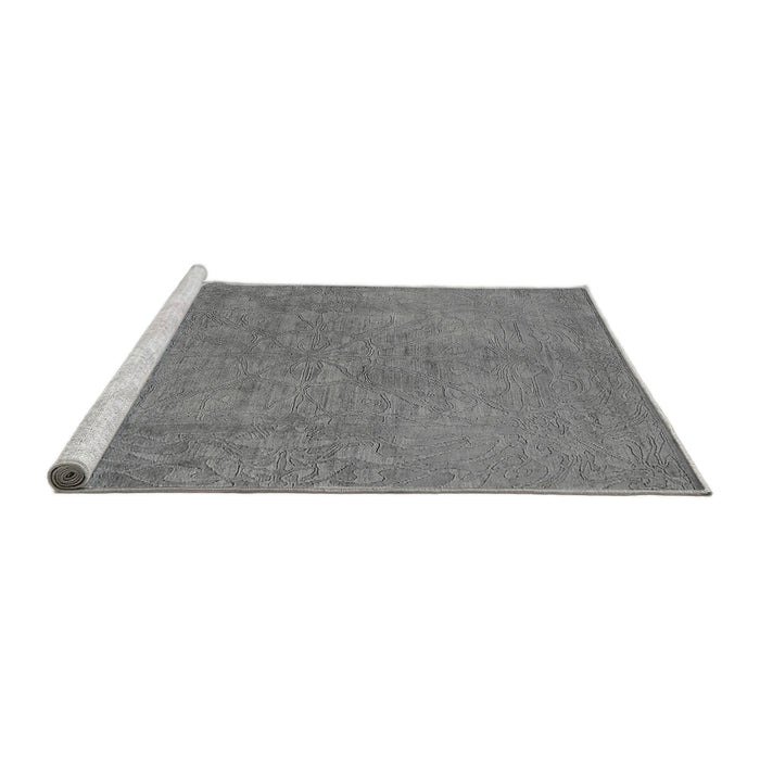Sideview of Machine Washable Oriental Gray Industrial Rug, wshurb2023gry