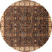 Round Oriental Brown Industrial Rug, urb2024brn