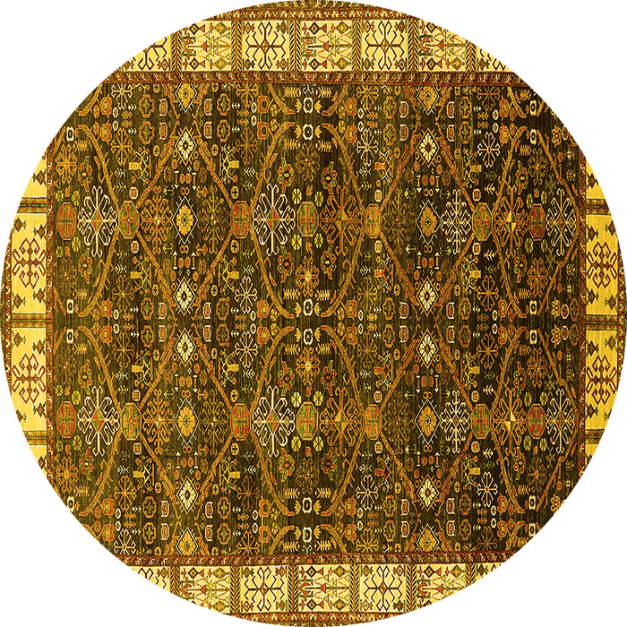 Round Oriental Yellow Industrial Rug, urb2024yw