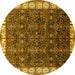 Round Oriental Yellow Industrial Rug, urb2024yw