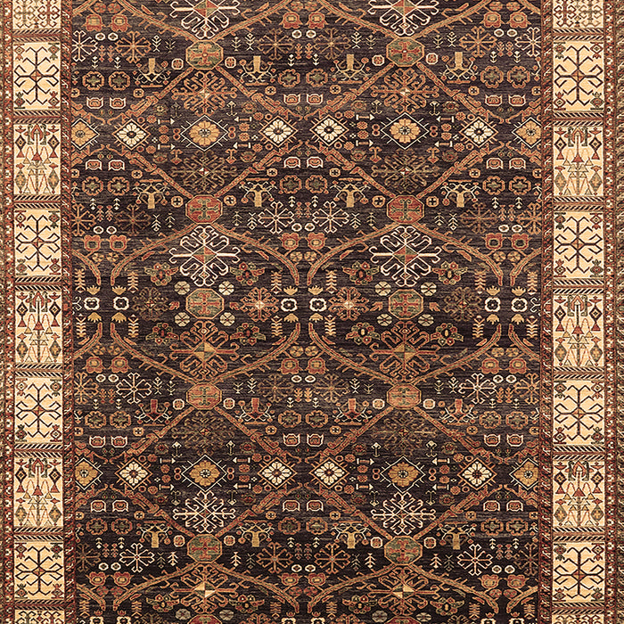 Machine Washable Oriental Brown Industrial Rug, wshurb2024brn