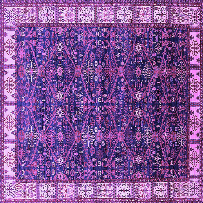 Square Machine Washable Oriental Purple Industrial Area Rugs, wshurb2024pur