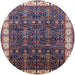 Round Mid-Century Modern Purple Lily Purple Oriental Rug, urb2024