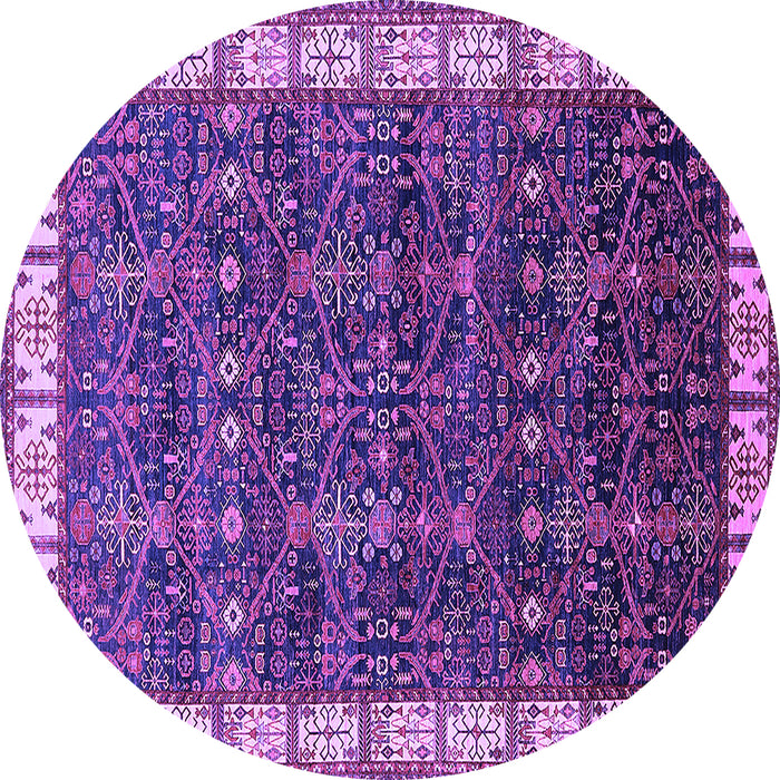 Round Machine Washable Oriental Purple Industrial Area Rugs, wshurb2024pur