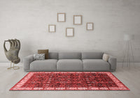 Machine Washable Oriental Red Industrial Rug, wshurb2024red