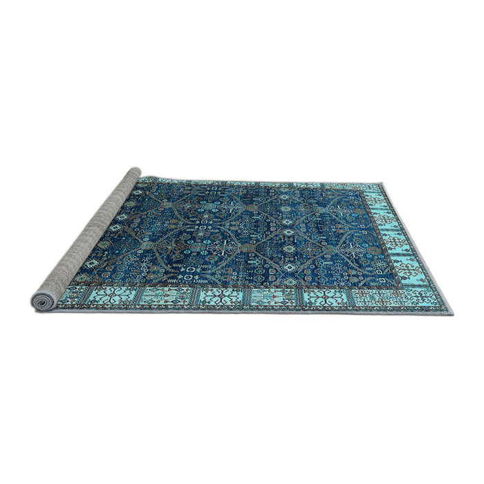 Sideview of Machine Washable Oriental Light Blue Industrial Rug, wshurb2024lblu