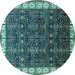 Round Oriental Turquoise Industrial Rug, urb2024turq