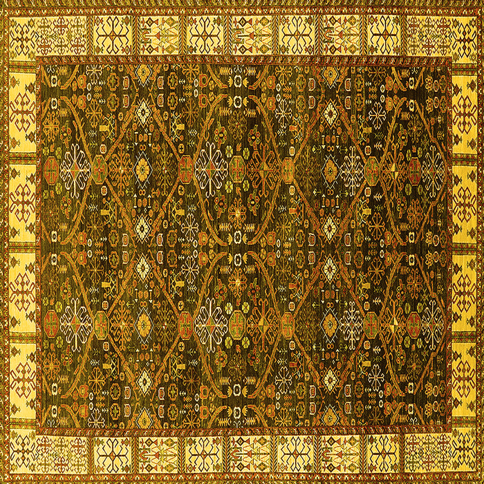 Square Machine Washable Oriental Yellow Industrial Rug, wshurb2024yw