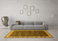 Machine Washable Oriental Yellow Industrial Rug, wshurb2024yw