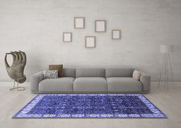 Machine Washable Oriental Blue Industrial Rug in a Living Room, wshurb2024blu