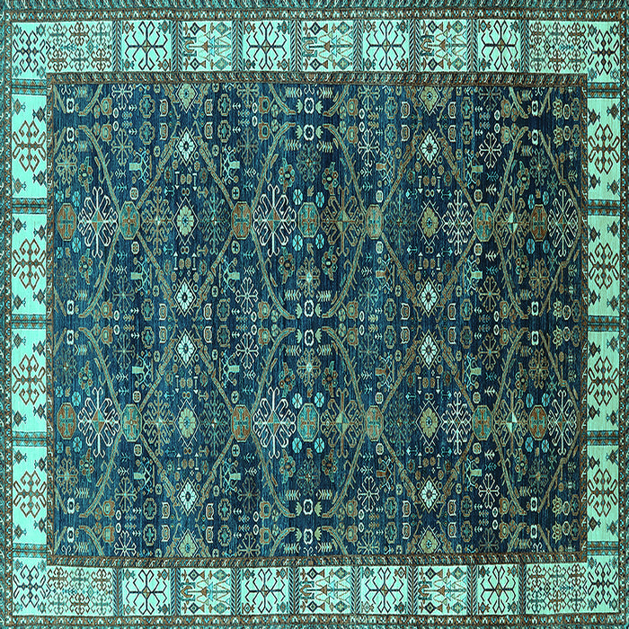 Square Oriental Turquoise Industrial Rug, urb2024turq