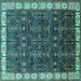 Square Oriental Turquoise Industrial Rug, urb2024turq